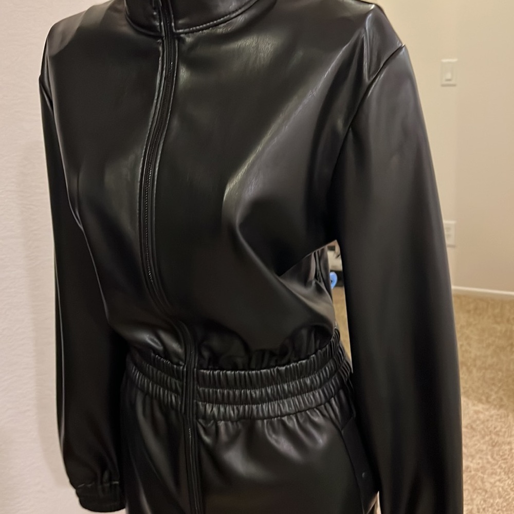 Alice and Olivia Levi vegan leather jumpsuit 10 - Picture 6 of 10